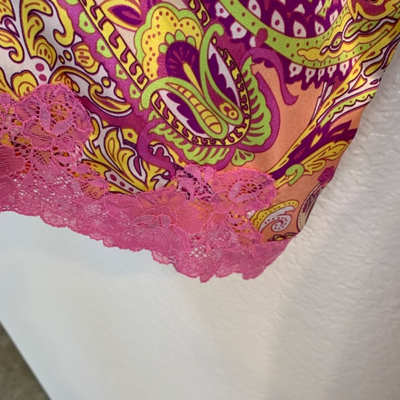 Jones New York Paisley Satin Long Robe S/M Tie Belt Coquette Lingerie Lounge - Picture 6 of 9